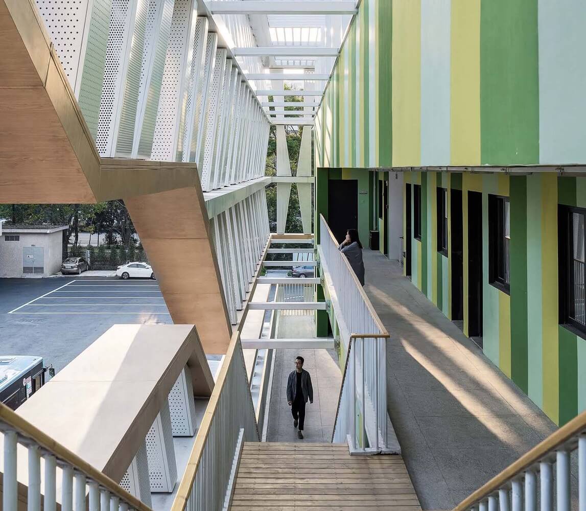 wooden and stainless steel stairs